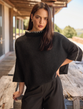 Contrast Stitch Detail Knit - Black & Cream