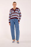 Stefi Knit - Wine Blue Stripe