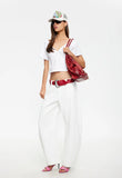 Sideline Jean - Porcelain & Crimson