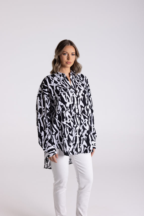 Abstract Over Sized Print Shirt