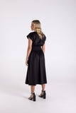 Cotton Sherred Waist Dress - Black & Natural