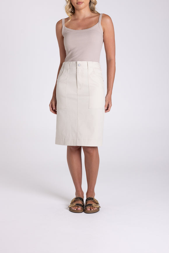 Sateen Skirt - Sand & White