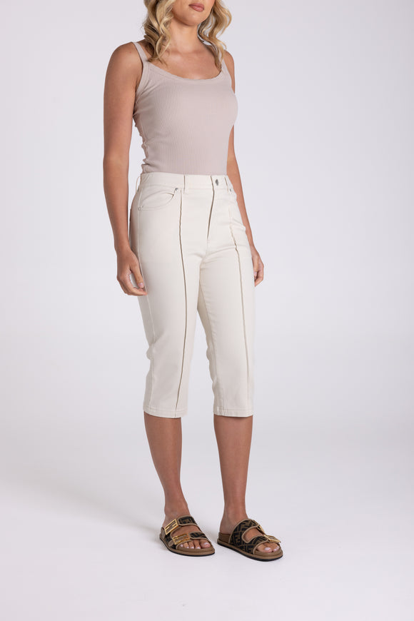 Sateen Capri Pant - Black & Sand