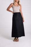 Linen Tweed Midi Skirt - Black & Natural