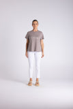 Crew Neck T-Shirt - Dove & White