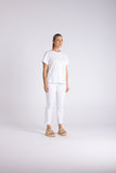 Crew Neck T-Shirt - Dove & White