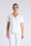 V Neck T-Shirt - Dahlia & White
