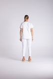 V Neck T-Shirt - Dahlia & White