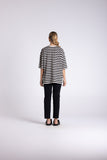 Striped Oversized T-Shirt - Black/Straw Marle & Fluro Pink/Straw Marle