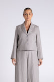 Tweed Linen Cropped Blazer - Dove & Milk