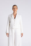 Tweed Linen Cropped Blazer - Dove & Milk