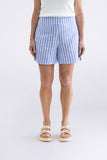 Amelia Stripe Short - Cornflower / White  &  Straw / White