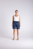 Gabby Jean Short - Denim Blue & White