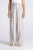 Mini Stripe Wide Leg Pant - Milk/Chestnut