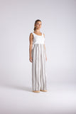 Mini Stripe Wide Leg Pant - Milk/Chestnut