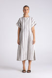 Midi Stripe Midi Dress - Milk/Chestnut