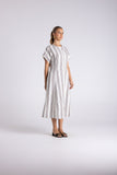 Midi Stripe Midi Dress - Milk/Chestnut
