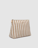 Nala Makeup Bag - Beige Stripe & Persian Blue Stripe