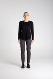 Merino Scoop Rib Hem - Black & Buff