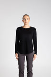 Merino Scoop Rib Hem - Black & Buff