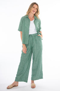 Wide Leg Linen Pant - Honeydew