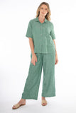 Wide Leg Linen Pant - Honeydew