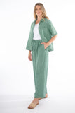 Wide Leg Linen Pant - Honeydew