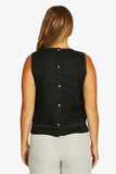 Tack Stitch Top - Black & Nat Flax