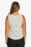 Tack Stitch Top - Black & Nat Flax