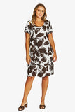 Lush Mono Gather Dress - Black/Ecru