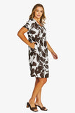 Lush Mono Gather Dress - Black/Ecru