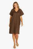 Flutter Sleeve Dress - Chocolate