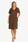 Flutter Sleeve Dress - Chocolate