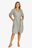 Stripe Linen Dress - Black/Flax