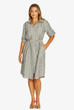Stripe Linen Dress - Black/Flax