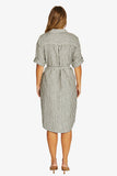 Stripe Linen Dress - Black/Flax