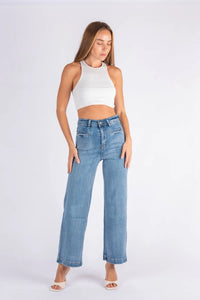 Jonie Wide Leg Jean - Mid Blue