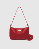 Greta Shoulder Bag - Chocolate & Red