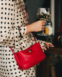 Greta Shoulder Bag - Chocolate & Red