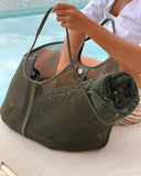 Calypso Mesh Tote Bag - Black & Olive