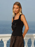 Ingrid Applique Tank - White & Black