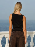 Ingrid Applique Tank - White & Black