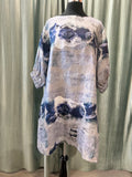 Watermark Linen Dress - Blue & Pink