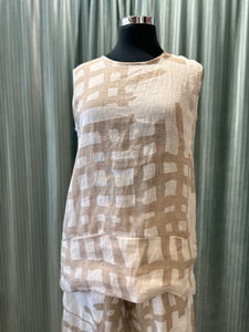 Abstract Linen Tank - Beige