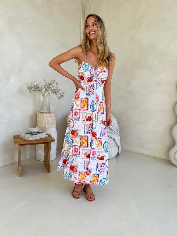 Cameo Dress - Travel Tales Print