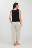 Lido 3/4 Linen Pant - Natural & White