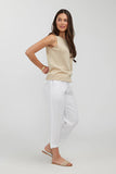 Lido 3/4 Linen Pant - Natural & White