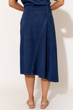 Marnie Asymmetric  Denim Skirt - Mid Blue