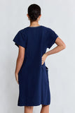 Remi Dress - Navy & White