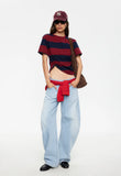 In Transit Tee - Burgundy Stripe